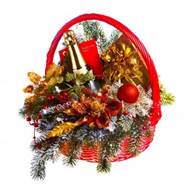 Christmas gift basket on white background Stock Photo - 11545582
